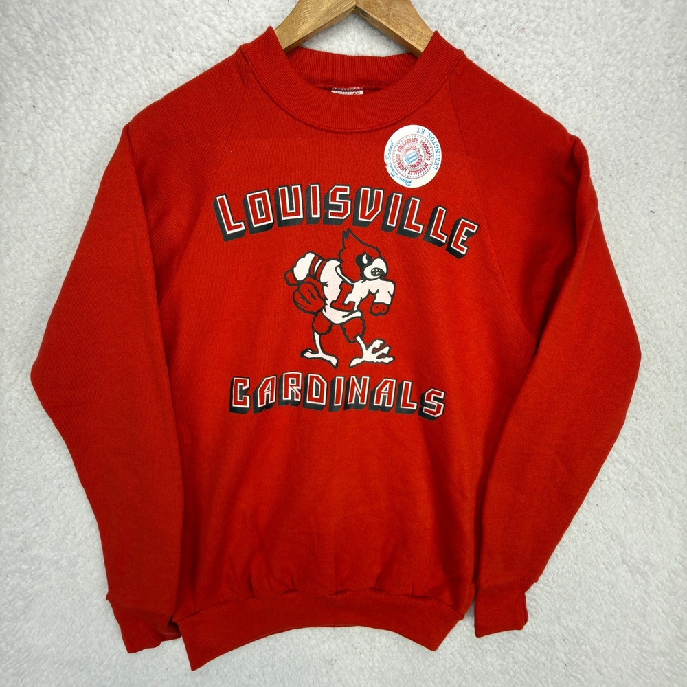 Vintage Jerzees Louisville Cardinals Graphic Sweatshirt Youth XL Red USA NWT NOS